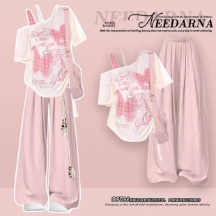 巨好看的韩系多巴胺初夏独特绝美粉色小套装女2026超火穿搭一整套