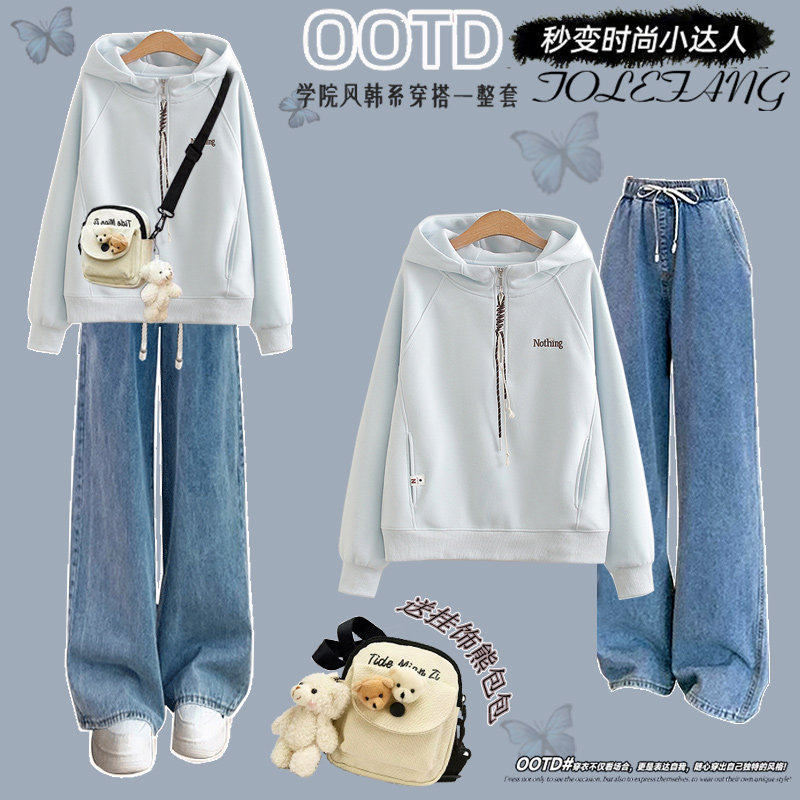 学院风连帽卫衣初中生韩版春秋装少女休闲时尚穿搭两件套高中学生,女装/女士精品,时尚套装,淘宝优惠券,粉丝福利购,淘宝优惠卷
