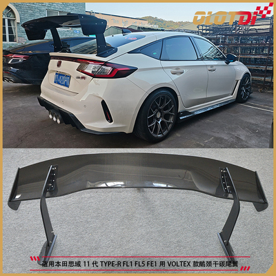 适用本田思域11代TYPE-R FL1 FL5 FE1用VOLTEX款鹅颈干碳纤维尾翼