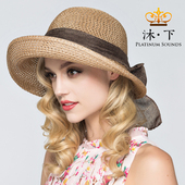 草帽女夏天遮阳太阳帽韩版 海边防晒大沿折叠百搭沙滩帽子女潮礼帽