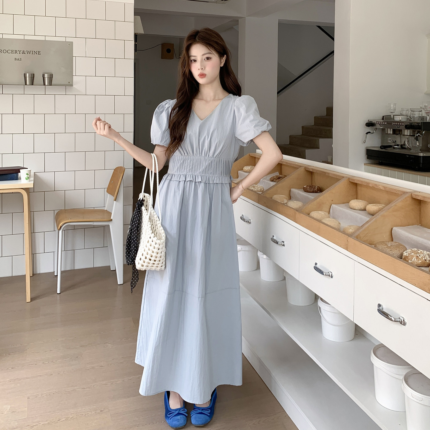 【大货】法式弹力褶皱泡泡小心机连衣裙2C521-8713P135控218,女装连衣裙,依依服饰
