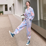 现货！数据款减龄牛仔印花连体裤2206-P135控198有，女装休闲裤，依依服饰