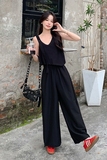 设计感黑色收腰显瘦气质连体裤女夏季2025新款薄款背心连衣裤长款，女装连体裤，依依服饰