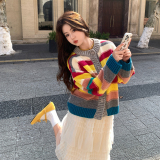 新品现货！春日多巴胺条纹针织上衣+半裙两件套8620-P175控288，女装套装/套裙，依依服饰