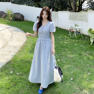 【大货】法式弹力褶皱泡泡小心机连衣裙2C521-8713P135控218图片
