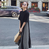 大货现货！2022显瘦T恤拼接冰丝系列连衣裙808-P105控158，女装连衣裙，依依服饰