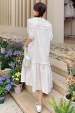 【图现货】甜妹休闲刺绣大花边翻领拼接连衣裙2325-P120控178，女装连衣裙，依依服饰