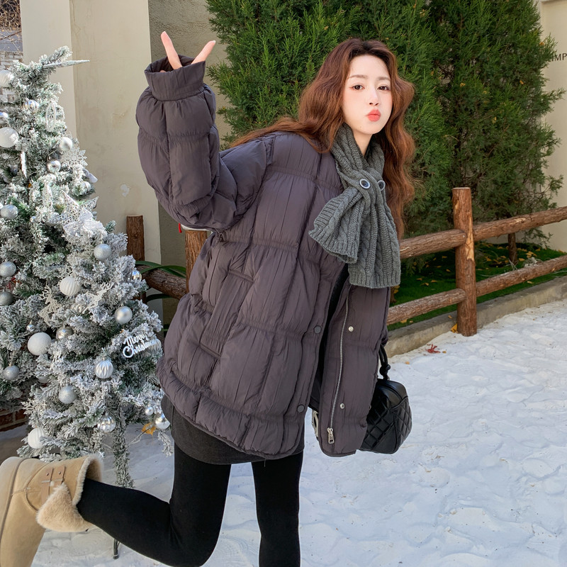 【现货】灰色针织围脖石墨烯云绒服M223-P250控368，女装棉衣/棉服，依依服饰