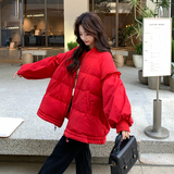 【新品现货】红色木耳边羽绒服B001-M221-P295-控438，女装羽绒服，依依服饰