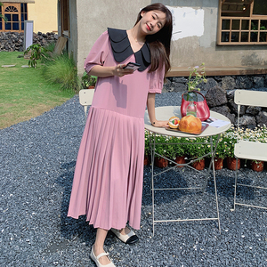 新款已出货！2022新娃娃层层领褶皱森系连衣裙2251-P105控158,女装连衣裙,依依服饰