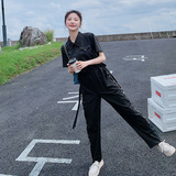 图现货！字母拼色设计垂感气质连体裤806-P115控168，女装休闲裤，依依服饰