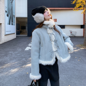 【新品现货】麂皮绒羊羔毛皮毛一体 B001-M217-P220控328，女装皮草，依依服饰