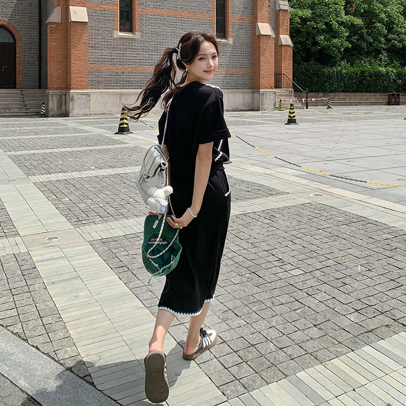 【新款】现货！贝壳绣露肩开叉半身裙套装6053-P115控168,女装套装/套裙,依依服饰