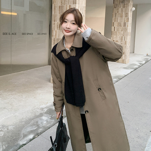 【图大货】韩版风衣款90绒达标羽绒服+针织披肩M150P320控478图片