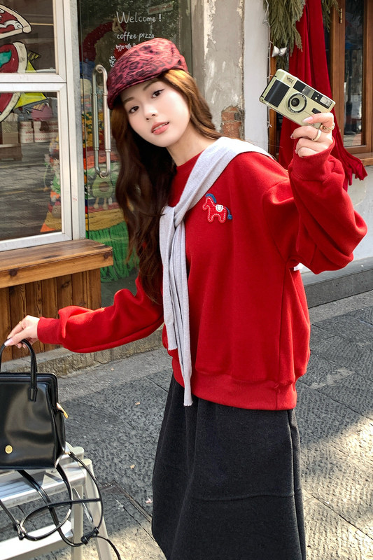 【现货】韩系百搭减龄小马卫衣8605-P125控208（上衣）,女装卫衣/绒衫,依依服饰