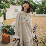 【大货】原创甜妹刺绣大花边翻领长款连衣裙2265P115控168，女装连衣裙，依依服饰