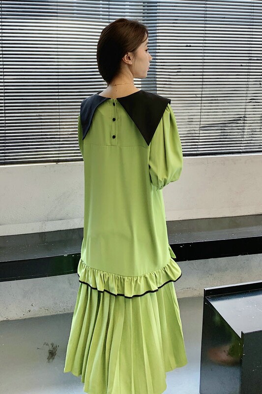 新款月底出！海军领果绿森系学院风连衣裙2253-P115控168,女装连衣裙,依依服饰