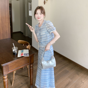 大货！小香风蕾丝条纹上衣+半裙套装 2C521-8708-P165控268图片