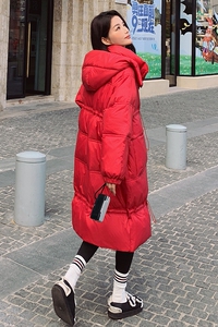 新品现货跑量款！新年圣诞红可脱卸帽白鸭绒羽绒服 M89-P190控288图片