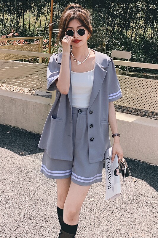 大货已出！学院风海军领西装休闲套装2231P115控168有,女装套装/套裙,依依服饰