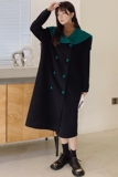 数据好大货已出！2021海军娃娃领拼色加呢大衣830-P175控248，女装毛呢外套，依依服饰