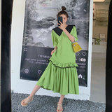 新款月底出！海军领果绿森系学院风连衣裙2253-P115控168，女装连衣裙，依依服饰