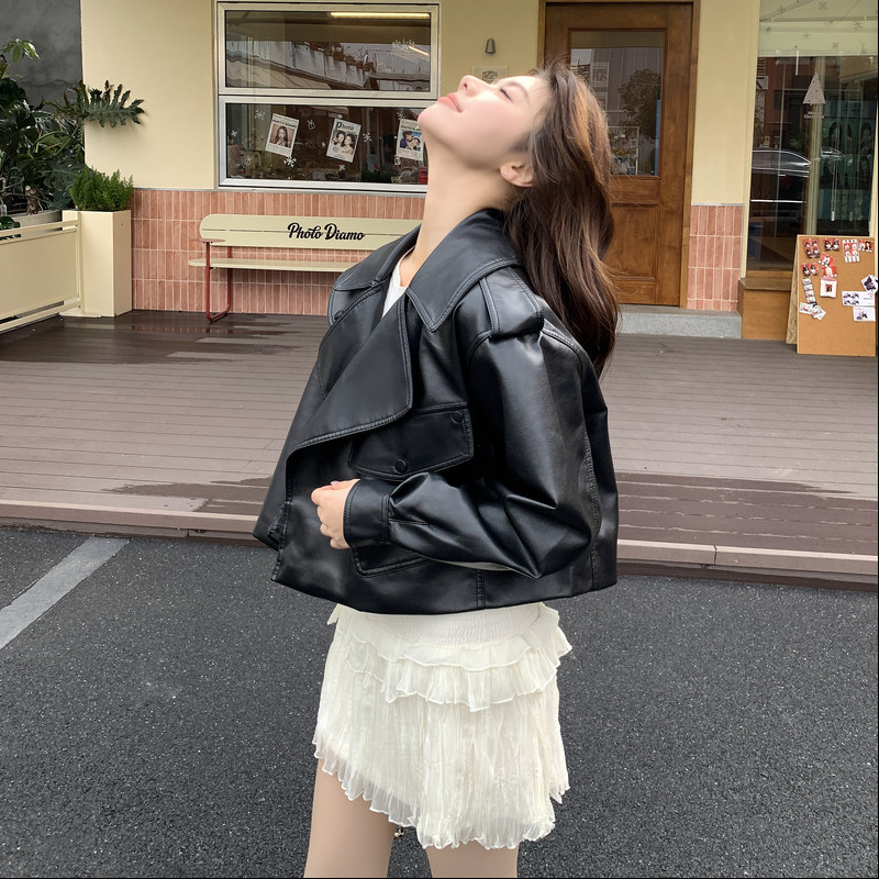 【现货】小个子甜酷风机车皮衣B001-8611-P145控238，女装皮衣，依依服饰