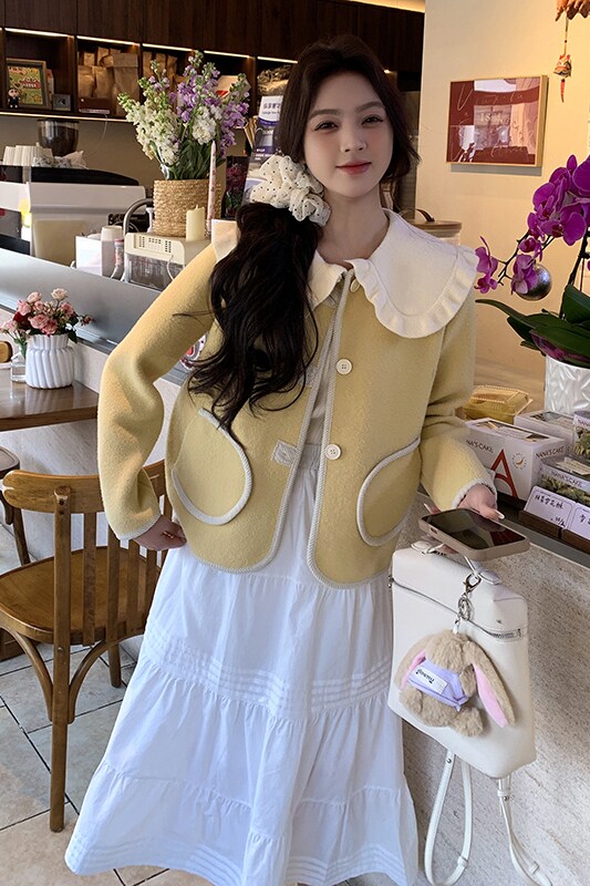 【现货】小香风娃娃领毛呢外套B001-8505-P135控198,女装套装/套裙,依依服饰