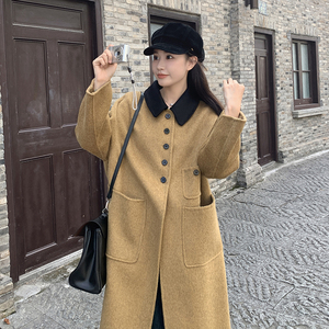 现货！复古撞色双面羊绒大衣 6207- P265 控388，女装羊绒大衣，依依服饰