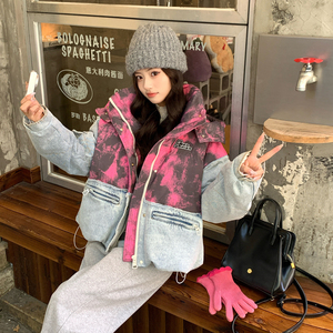 【新品现货】牛仔晕染拼接50绒羽绒服 B001-M211-P310控438图片