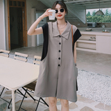 新款现货！感拼色垂感休闲连体裤2257-P95控148有，女装休闲裤，依依服饰