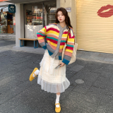 新品现货！春日多巴胺条纹针织上衣+半裙两件套8620-P175控288，女装套装/套裙，依依服饰