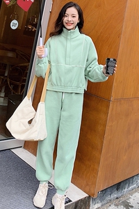 大货已出！2022新款早春女装薄荷绿套装盐系两件套 T51-P155控218图片