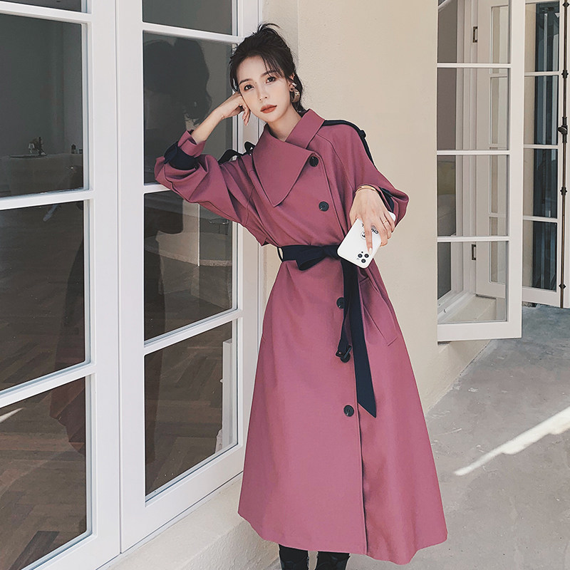 大货已出！2022新品特色大翻领拼色风衣821-P145控198,女装风衣,依依服饰