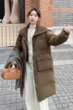 【图大货】针织复古大翻领假两件羽绒服M151-P265控388，女装羽绒服，依依服饰