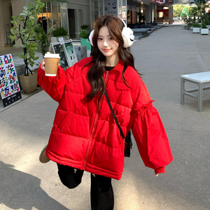 【新品现货】红色木耳边羽绒服 B001-M221-P295-控438图片