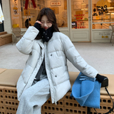 【新品现货】灰蓝色针织拼接羽绒服B001-M219-P295控428，女装羽绒服，依依服饰