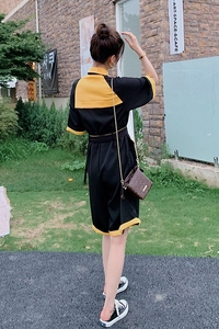 图现货！设计感撞色宽松拼接连体裤  807-P100控158图片