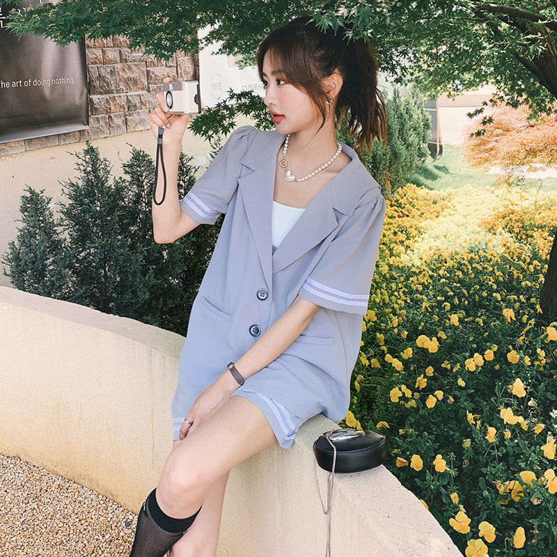 大货已出！学院风海军领西装休闲套装2231P115控168有,女装套装/套裙,依依服饰