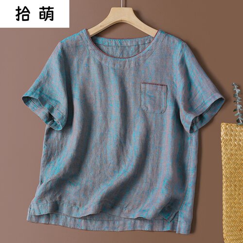 【青岚】汉麻短袖T恤短袖女爆款2026新款高级感设计小众衣服26759