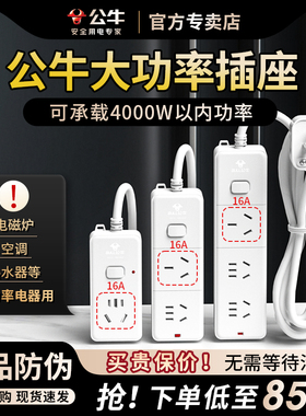 公牛大功率插座4000W插排插3000W插座3500瓦电磁炉空调热水器专用