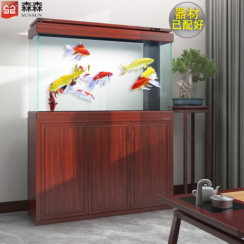 森森鱼缸客厅办公室大型底柜过滤箱家用生态玻璃鱼缸落地免换水