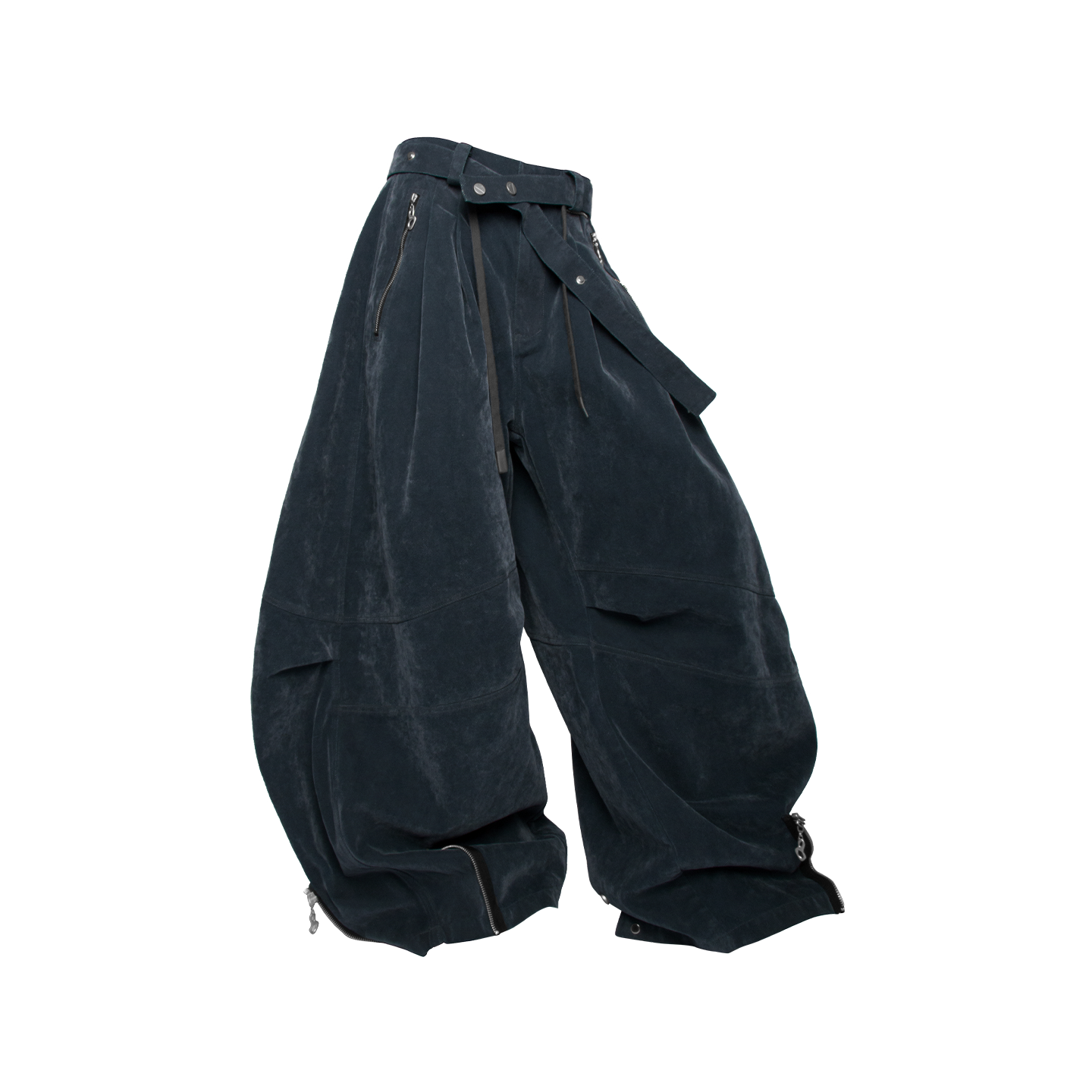 RELABEL 空间关系(绒花)肌肉线条分割植绒弯刀廓形双形态牛仔裤