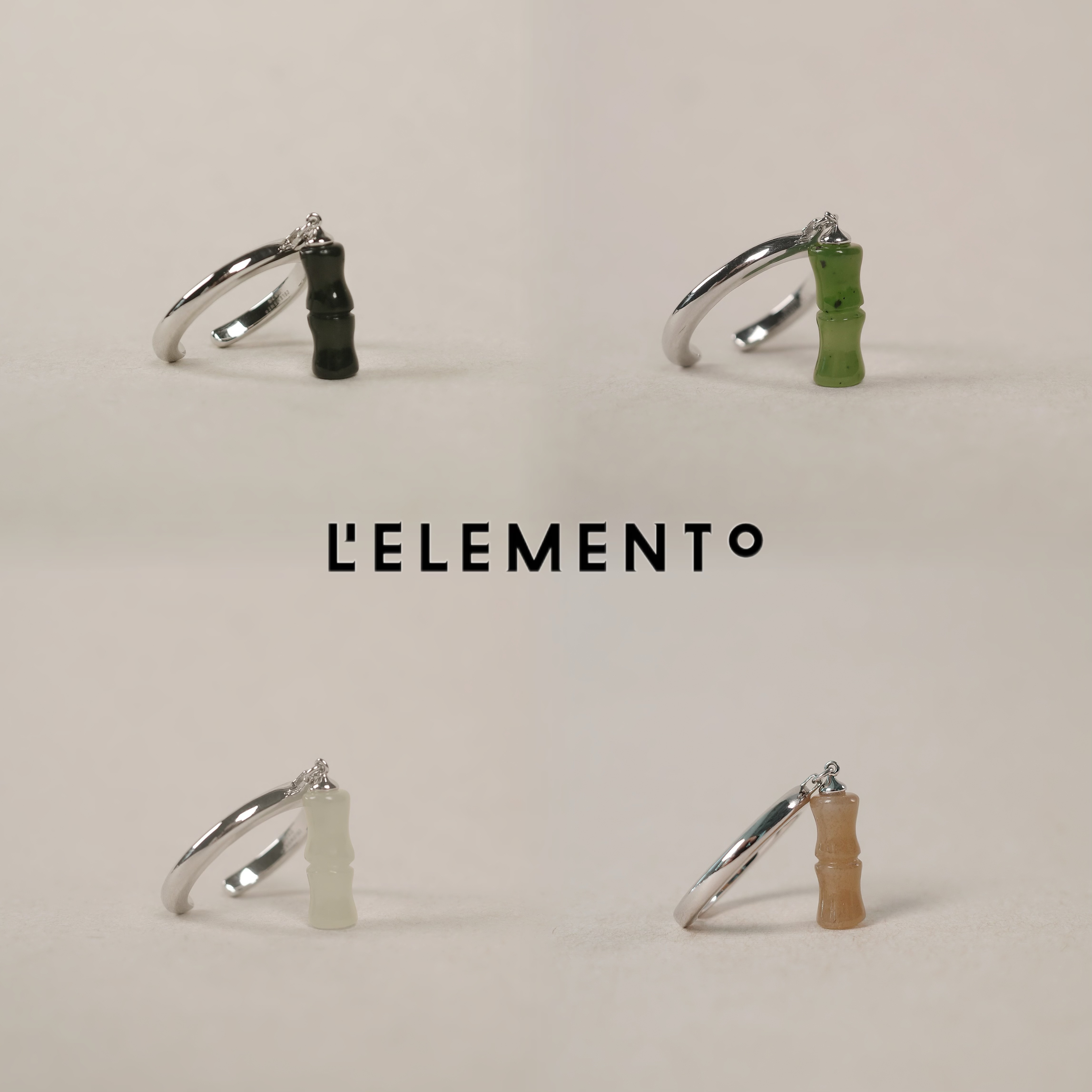 L'ELEMENTO 「竹吟」和田青玉/碧玉/青白玉/糖白玉开口吊坠戒指