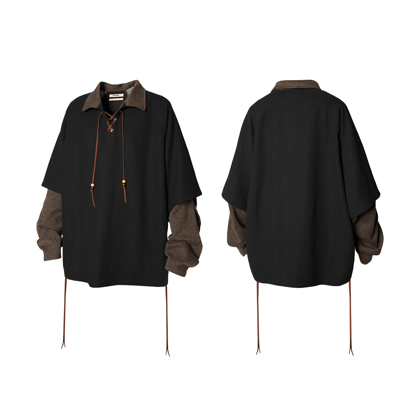 RELABEL 空间关系（续）肌理针织绳结假两件毛衣POLO