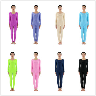 莱卡氨纶男女生圆领长袖舞蹈裤连体服芭蕾裤高弹紧身体操形体服