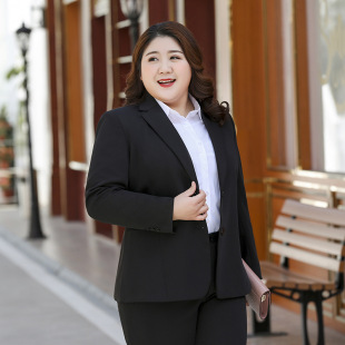 200斤胖mm加肥加大号正装女士特大码西装OL职业装工作制服外套
