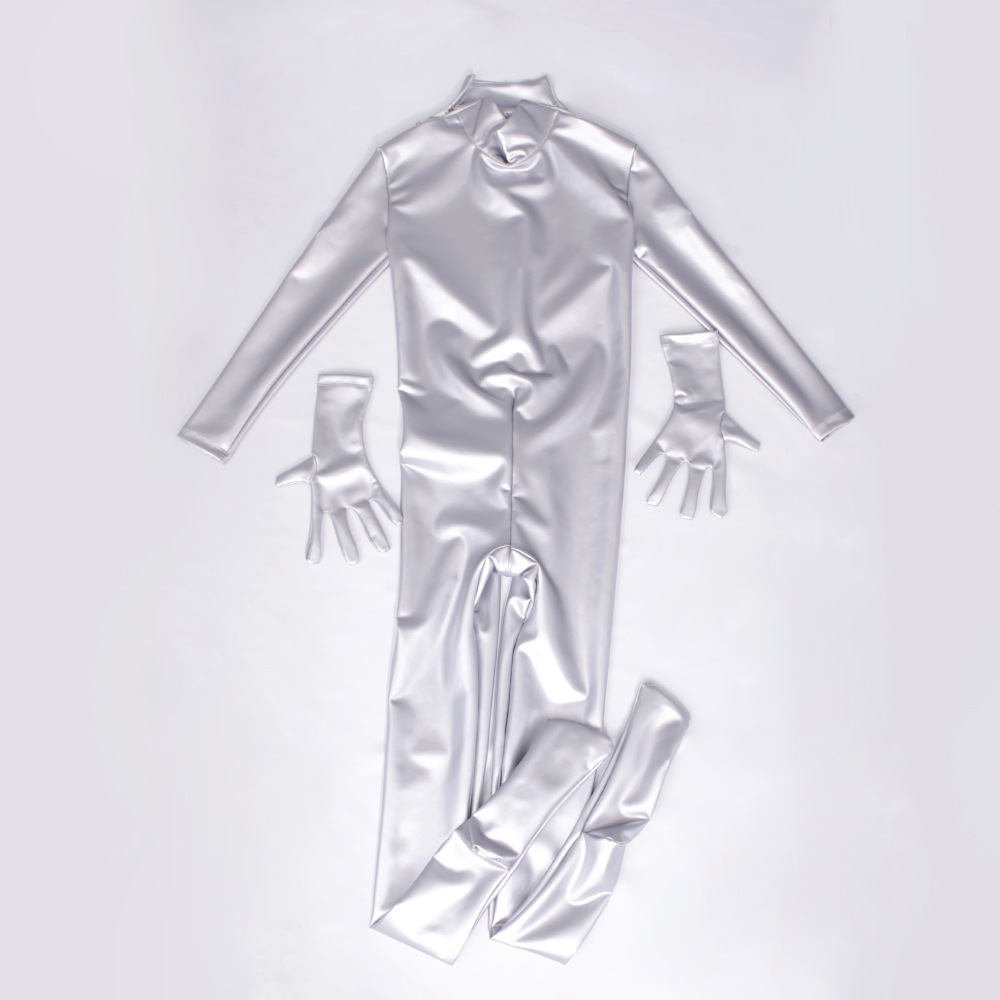 银色漆皮科技走秀紧身衣