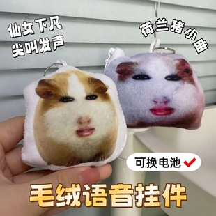 毛绒猪妞仙女下凡荷兰猪小曲语音玩偶钥匙扣卡通搞笑玩具按压发声