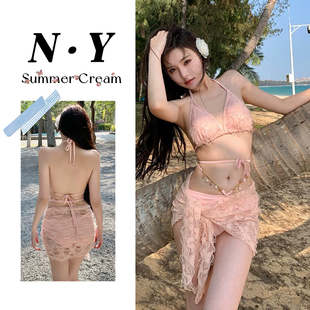 比基尼夏季 辣妹風(fēng)遮肚三件套性感聚攏海邊度假泳衣 泳衣女2025新款